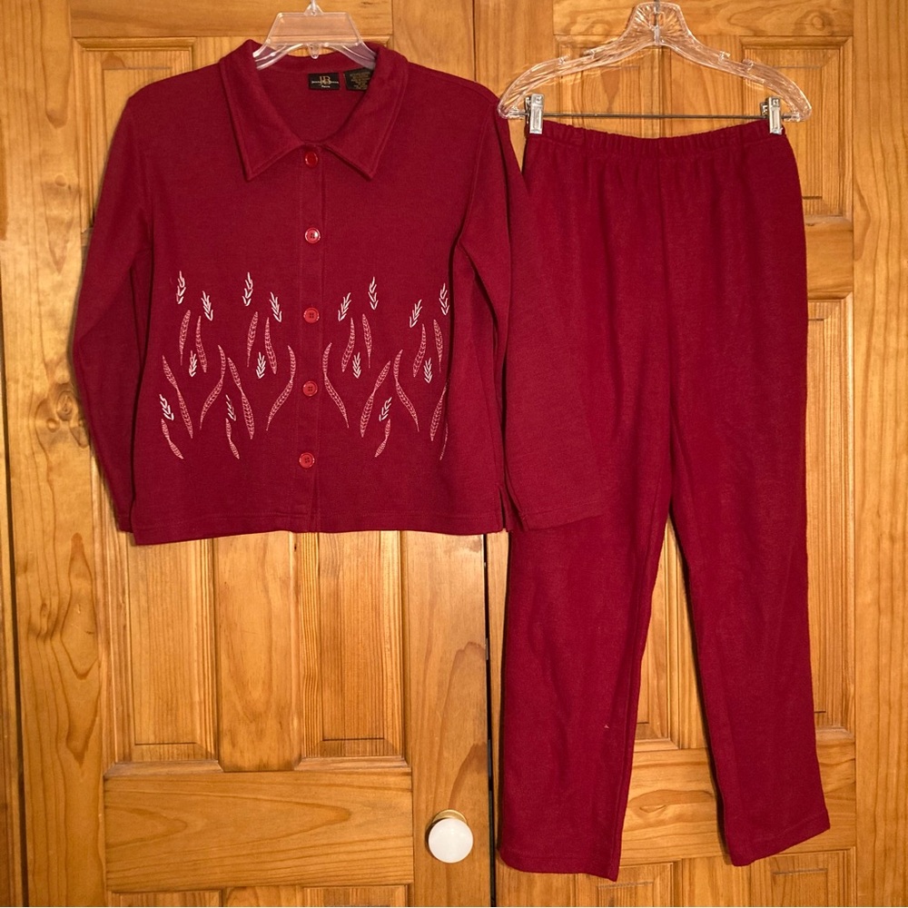 EUC Jenny Buchanan Vintage 80s 90s Knit Top Pull On Pants Set Red Size MP